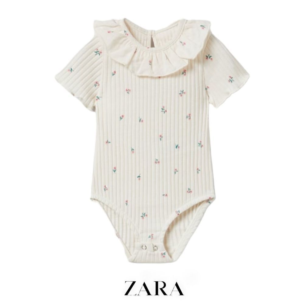 ZARA Kids | Ecru | FLORAL BODYSUIT TOP
